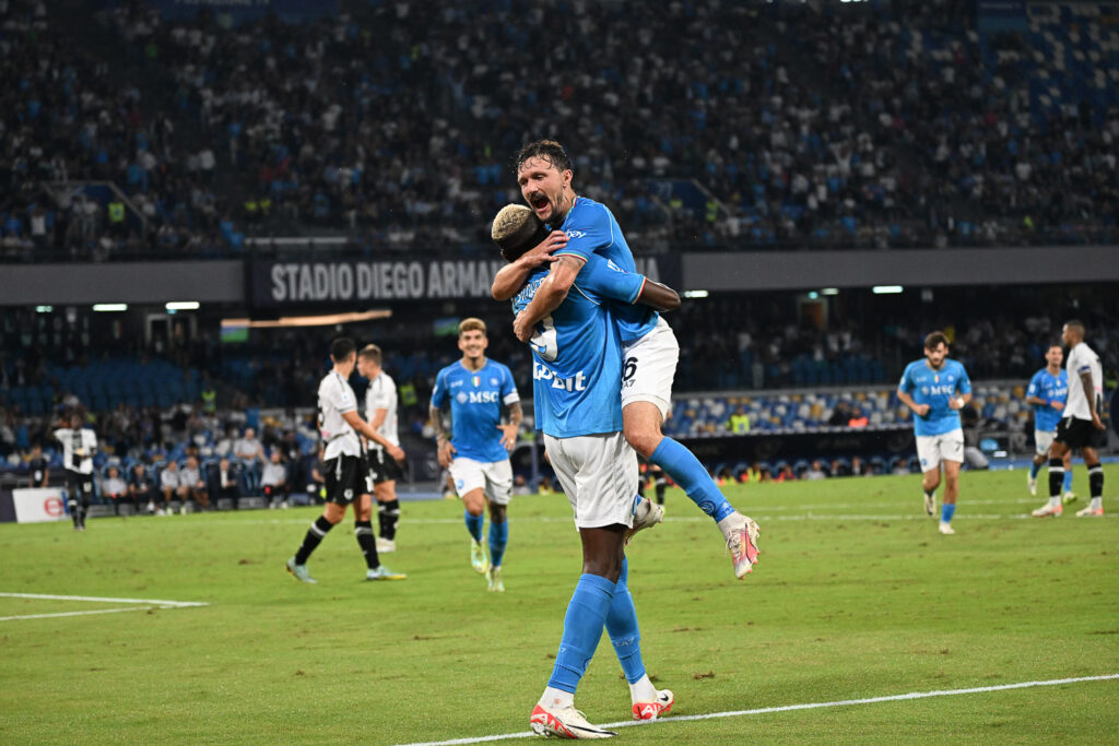 Serie A - L'esultazione di Mario Rui al gol di Osimhen
